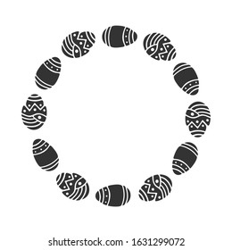 Easter eggs with different patterns, isolated on white background. Vector image, copy space.