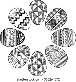 Easter eggs. Doodle coloring book
