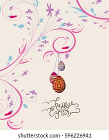 Easter eggs doodle florals vintage background