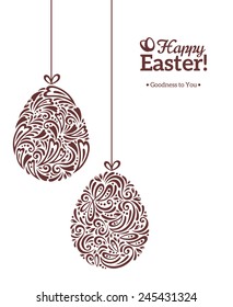 Easter eggs in doodle minimalism style with place for your text. Vector