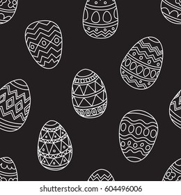 Easter Eggs doodle Seamless Pattern vector black