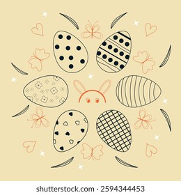 Easter Eggs in Doodle Style, eps 10
