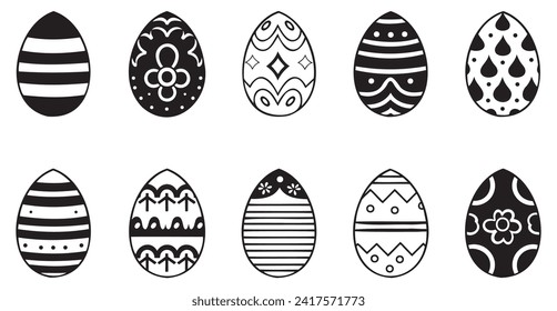Ostereier doodle Stil Vektorgrafik. Happy Osterhandgezeichnet einzeln auf weißem Hintergrund