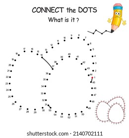 Easter eggs. Dot to dot game. Connect all dots and you see which present is hidden on the picture. Join the dots by numbers to draw cartoon Egge. Easter celebration. Education Game and Coloring Page.