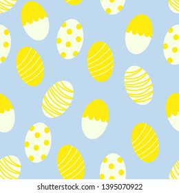 Easter Eggs with Dots and Stripes Seamless Pattern Print Background. Great for gift-wrap, holiday projects, home decor, and greeting cards.