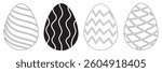 Easter eggs drawing clipart set. Happy easter egg flat clip art collection in colorful and multicolored paint art for traditional hunting celebration. Vector illustration flat oval shape elements.