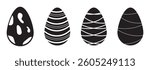 Easter eggs drawing clipart set. Happy easter egg flat clip art collection in silhouette and multicolored paint art for traditional hunting celebration. Vector illustration flat oval shape elements.