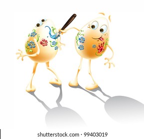 easter eggs drawing flowers on each other