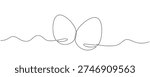 Easter eggs drawn in a single continuous line. Greeting card and banner design in a simple line style. Editable outline. Vector illustration