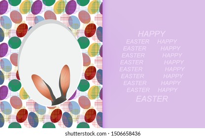 Easter eggs. Egg with abstract, geometric, figure, circle,shapes pattern. Easter bunny pet hunter rabbit.Happy Easter hunt greeting card.Happy Easter card,symbol,logo,background.Place
 for text.Vector