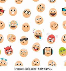 Easter eggs emoticons seamless pattern.