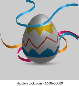 Easter eggs with fabric decoration.for celebration day,invitation,giving card,holliday,easter day