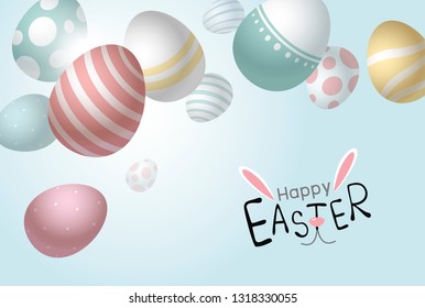 Easter eggs falling background with copy space vector illustration