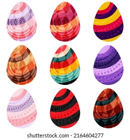 Easter eggs fantasy set. Vector illustration.