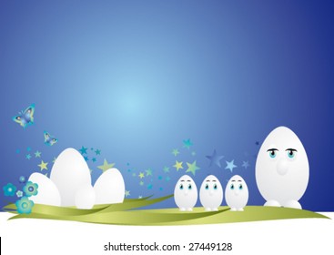 Easter Eggs Father and Kids.