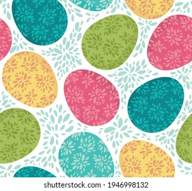 Easter eggs in a flat style - seamless pattern. 
Vector Background for fabric, textile, wallpaper, poster, web site, card, gift wrapping paper 