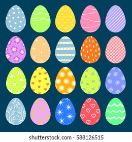 Easter eggs in the flat style.Stock vector