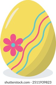 Easter Eggs with Floral and Abstract Design. Vector Cartoon Illustration