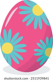 Easter Eggs with Floral and Abstract Design. Vector Cartoon Illustration