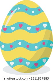 Easter Eggs with Floral and Abstract Design. Vector Cartoon Illustration