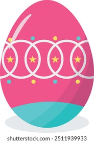 Easter Eggs with Floral and Abstract Design. Vector Cartoon Illustration