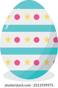 Easter Eggs with Floral and Abstract Design. Vector Cartoon Illustration