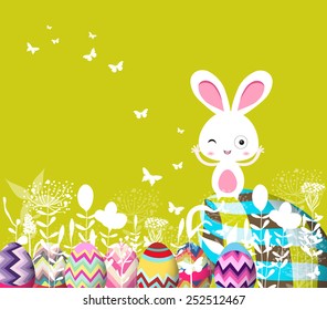 easter eggs floral with bunny