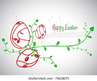 Easter eggs with floral decoration background.Vector illustration.