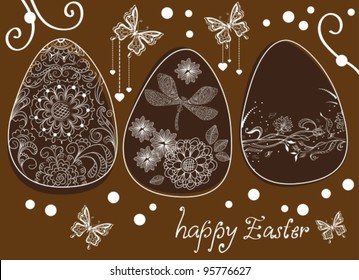 easter eggs with floral elements,vector illustration