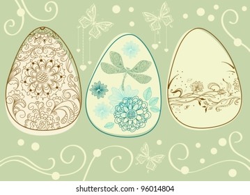 easter eggs with floral elements,vector illustration