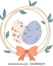 Huevos De Pascua En Ilustración vectorial De Decoración De Marco Floral