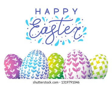 Easter eggs with floral ornate