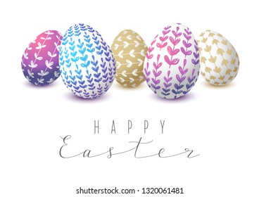 Easter eggs with floral ornate