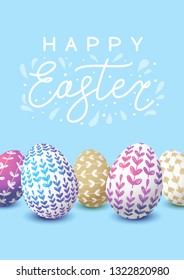 Easter eggs with floral ornate