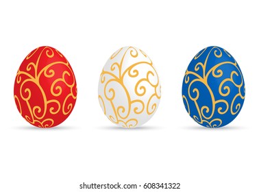 easter eggs with floral pattern