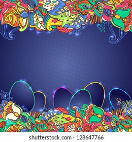 easter eggs  floral vector  background. happy easter!