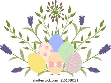 Huevos de Pascua con arreglo floral
