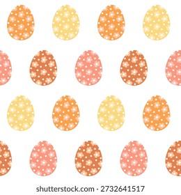 Ostereier mit Blumendekor auf weißem Hintergrund. Boho Vektor nahtloses Muster. Gut zum Einwickeln von Papier, Textil und Stoffdruck.
