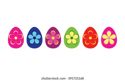 Easter eggs flower icon set vector illustration