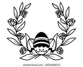 Easter Eggs Flower Line Art