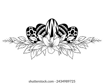 Easter Eggs Flower Outline Illustration