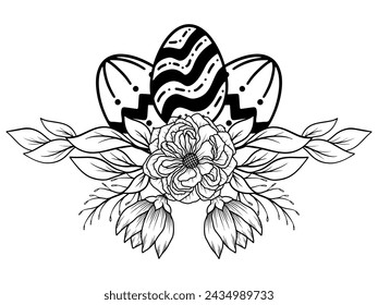 Ilustración de contorno de flor de huevos de Pascua