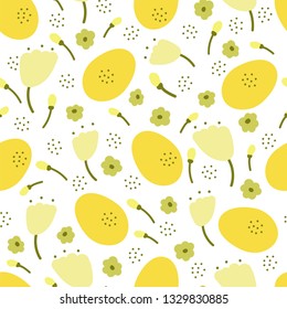 Easter eggs flower seamless pattern. Vector background.