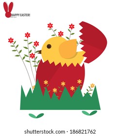 Easter eggs and flower. Vector illustration.