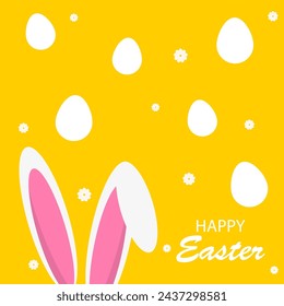 Easter eggs flowers bunny ears, vector art illustration.
