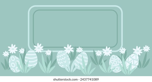 Huevos de Pascua con flores, adorno de Pascua lindo, ideal para banners, fondos de pantalla, postales - diseño vectorial