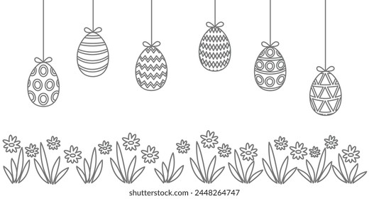 Easter eggs with flowers, cute Easter decoration, great for banners, wallpapers, postcards - vector design