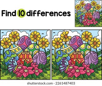 Easter Eggs with Flowers Find The Differences