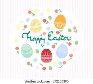 easter eggs and flowers greeting illustration