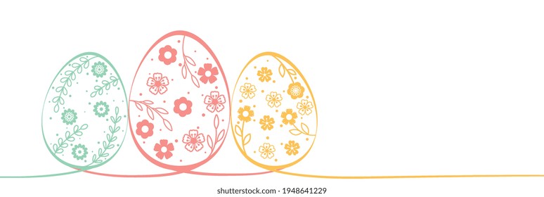 Easter eggs with flowers on white background. Spring decorations to celebrate Easter. 